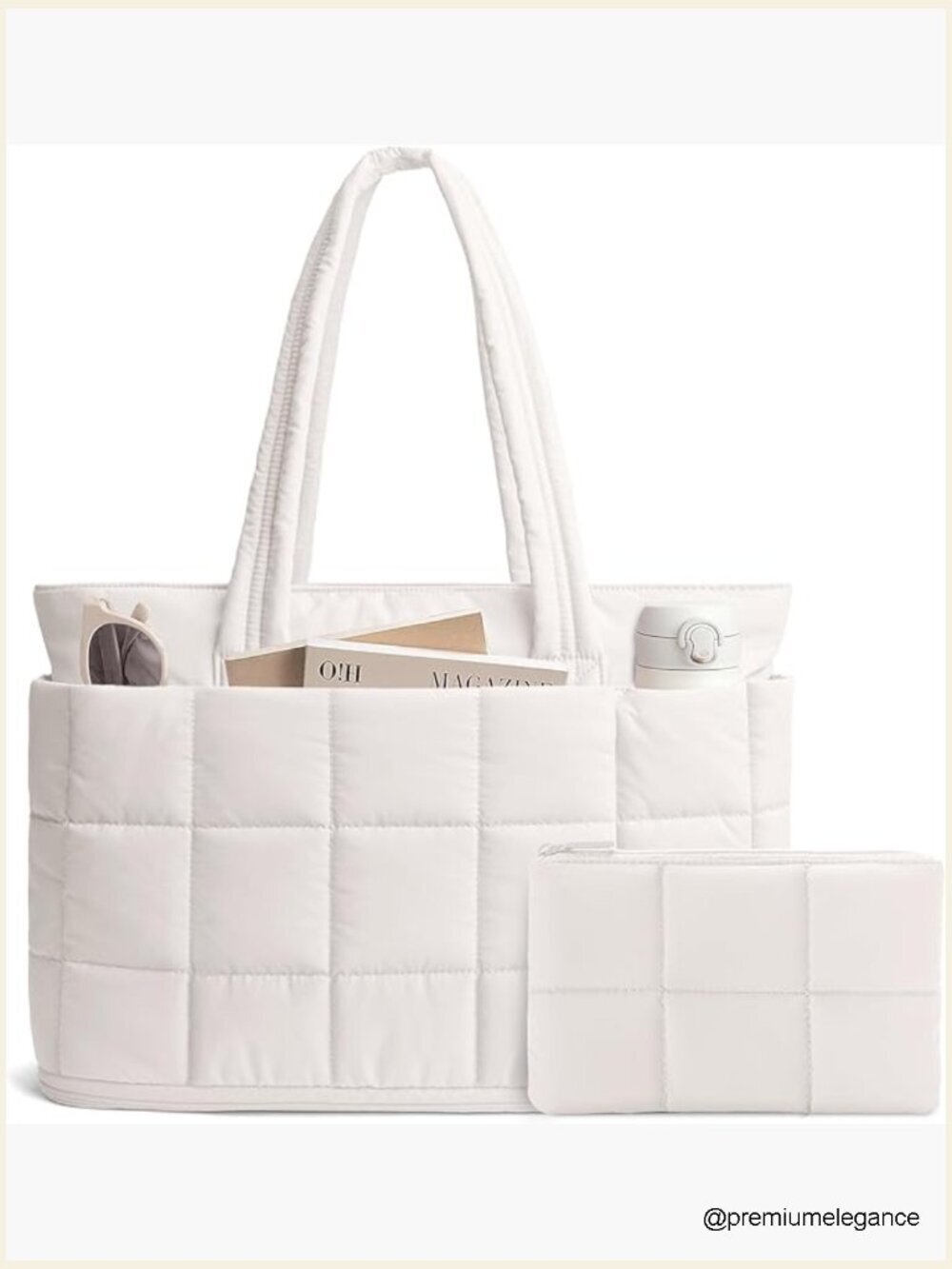 Puffer Tote Bag Expandable Laptop Work Bag Large Travel Shoulder Tote